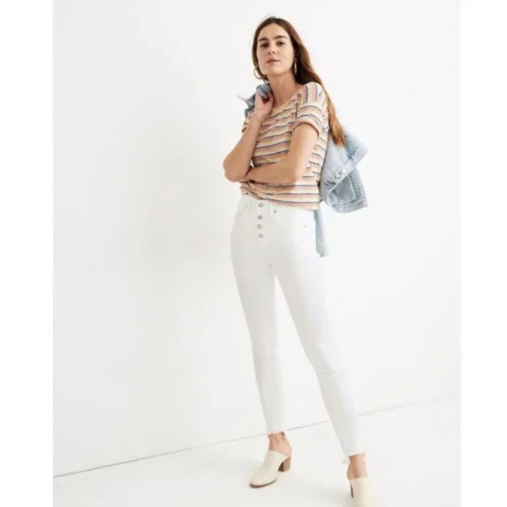 NWT Madewell 10" High Rise Skinny White Jeans W35 Petite‎